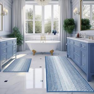 BSICPRO Bathroom Rugs and Mats Sets, 1 Piece Thick Absorbent Chenille Bath Mat Rug Set Non Slip, Soft Shaggy Bath Room Floor Mats for Bathroom, Machine Washable (Sky Blue, 20" x30)