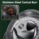 Conical Burr Coffee Grinder with 40mm Stainless Steel Burr, 34 Grind Settings & Anti-Static, Electric Espresso Grinder for Home Use, Silver