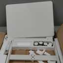 Foldable Mobile Standing Desk, 27"21" Portable Rolling Laptop Cart with 90 Tiltable Board, Height Adjustable Workstation with Wheels, Folding Table for Home Office, White