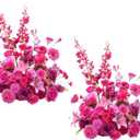 2pcs 19inch Hot Pink Free Standing Flowers Ball Bouquet Artificial Rose Arrangements Balls for Wedding Centerpieces Tables Chair Aisle Runner Flowers Decoration
