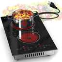 2 Burner Electric Cooktop, 110v Electric Stove with Plug, 12 Inch Countertop & Built-In Portable Electric Stove, 9 Levels of Power, 2000W, Touch Control, Safety Lock, Timer, Pause Function, Karienvir