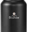 64oz Water Bottle,Half Gallon Stainless Steel Insulated Bottle with Leak Proof Dual-Mode Lid,Straw & Chug Drinking,Large Handle,Keeps Cold 24H Hot 12H for Gym,Outdoor & Use (Midnight Black)