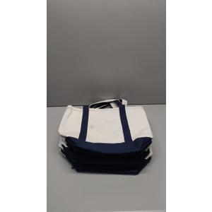 5 Medium beige and navy Blue tote bags