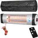 Outdoor Heater for Patio, 1500W Wall-Mounted Heater, Patio Heaters for Outdoor Use,9 Heating Levels 24H Timer, Waterproof, Carbon Fiber Tube, for Backyard Gazebo Garage Black