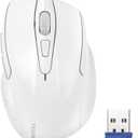 TECKNET Wireless Mouse, 2.4G Ergonomic Optical Mouse, Computer Mouse for Laptop, PC, Computer, Chromebook, Notebook, 6 Buttons, 24 Months Battery Life, 2600 DPI, 5 Adjustment Levels - White