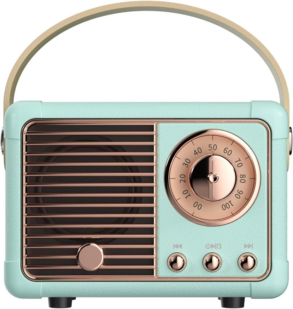 Retro Bluetooth Speaker, Wireless Mini Portable Speakers Support USB/TF Card/AUX, Vintage Decor, Retro Radio Bluetooth Speaker for Kitchen Desk Bedroom Office Outdoor, Gifts for Teens, Blue