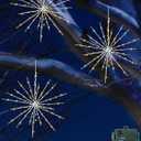 Enhon Silver Glitter Hanging Starburst Lights, 15.8 Twinkling Starburst Lights with Hanging Loop, 240 Warm White LED Bulbs, Winter/Christmas Decoration for Indoor/Outdoor Use (3 Pack)