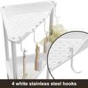 Orimade Rustproof 5 Tier Floor Standing Corner Shower Caddy Organizer, Plastic Metal Splicing Floor Corner Shelf Rack Stands for Bathroom, White