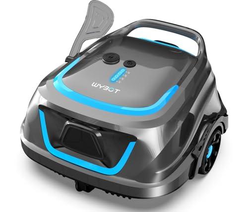 WYBOT A1 Robotic Pool Cleaner, Automatic Pool Vacuum with 120 Mins, Double Filters, LED Indicator, 2.5H Charging, Lightweight, Ideal for Above Ground Flat Pools - Blue & Grey