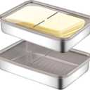 2 Pcs Cheese Container | Deli Meat Storage for Refrigerator, Stainless Steel Luncheon Meat Storage with Lid Containers for Fridge, Food Container for Kitchen