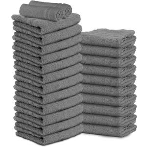 24 Pack Dark Grey Hand Towels 100% Cotton Spa Towel 16x27 inches Highly Absorbable Facial Towels Gym, Hair, Face, Bulk Small Towels (Not Bleach Proof)