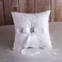 TRUE LOVE GIFT Ring Bearer Pillow and Wedding Flower Girl Basket Set Pearl Rhinestones White Satin Lace Collection