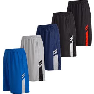 5 Pack: Men's Dry-Fit Sweat Resistant Active Athletic Performance Shorts, Medium