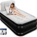 Twin Air Mattress with Headboard, Built-in Pump, 600 lbs Heavy-Duty Support, 19" Raised Comfort Design, 48-Hour Leak-Tested PVC, 2.5 Min Fast Inflation, Inflatable Mattress for Home, Guests & Camping