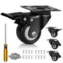 QNCZ 2" Caster Wheels, Casters Set of 4 Heavy Duty but Silent, Excellent Locking Casters with Polyurethane (PU) Wheels, Swivel Plate Castor Wheels for Cart, Furniture, Workbench
