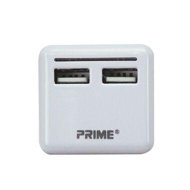 Prime 2 Port USB Travel Charger with Retractable Plug