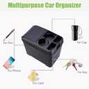 Multifunctional Car Trash Can with Mini Cup Holder, Spacious Backseat Floor Organizer Leak-Proof Vehicle Trash Can Bin Waste Container with Lip, Car Storage Box Suitable for Cars, Truck, SUV