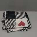 BETGINY Checkered Valentines Tablecloth Rectangle 60x84 Inch,Black Plaid Table Cloth,Stain Resistance Polyester Red Heart Memorial Day Table Covers for Kitchen Dining Parties Picnic