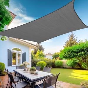 KANAGAWA Sun Shade Sail Curved 20'X26' Dark Gray Rectangle Outdoor Shade Cover UV Blovk Canopy for Patio Garden Backyard Heavy Duty Permeable 185GSM