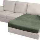 Imnopqr Sectional Couch Cushion Cover Leather-Look 1PC Stretch Chaise Seat Slipcover for Living Room Individual Sectional Cushion Protector, Pet-Friendly, Non-Slip, Easy Fit - Army Green