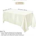 TURSTIN 8 Packs Ivory Satin Tablecloth 102 x 58 Inch Overlay Satin Table Cover Rectangle Bright Silk Tablecloth Smooth Fabric Table Decoration for Wedding Banquet Party Events