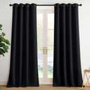 NICETOWN 95 Inch Blackout Curtains, Grommet 2 Panels Thermal Insulated Black Room Darkening Drapes, Extra Long Window Curtains for Bedroom Living Room