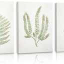 3 Pack White Wall Art Dcor Nature Fern Plant Metal Wall Art Minimalist Wall Art Rustic Nature Painting Gallery Wall Decor for Home Living Farmhouse Decoration (Type #4)