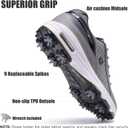 FENLERN Golf Shoes for Men Waterproof Wide Spiked Non Slip Lightweight Golf Sneakers with Leather Upper Air Cushion
