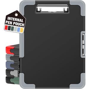 Sooez Toughest Clipboard with Storage, Internal Pen Pouch Included, Letter/ A4 Size, Shockproof Heavy Duty Plastic Clip Boards 8.5x11, High Capacity Clipboards Box Case for Contractor Trucker Driver