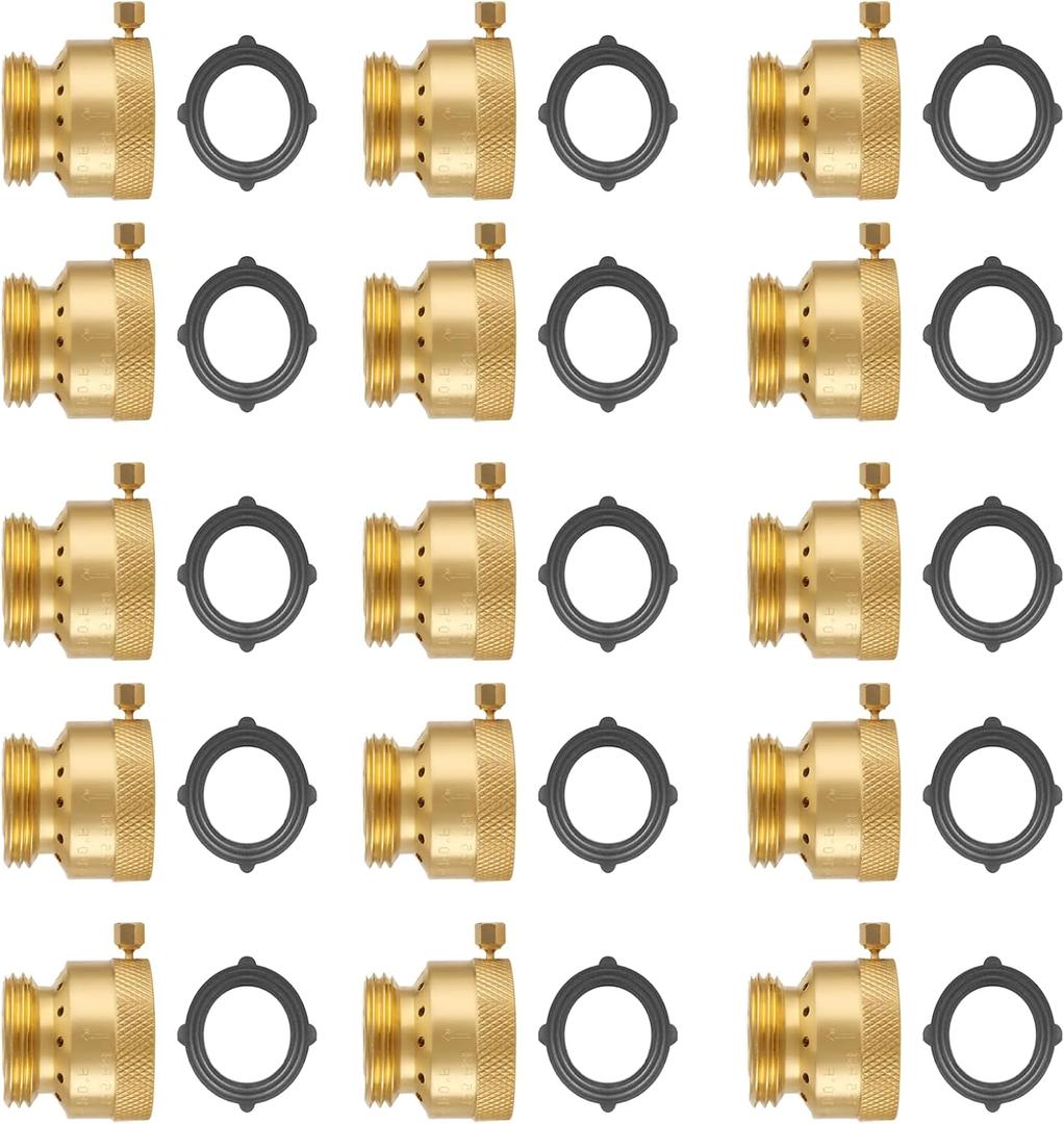 3/4 Inch FHT x 3/4 Inch MHT Brass Hose Bib Backflow Preventer,Vacuum Breakers Outside Faucet, Garden Hose Bib for Outdoor Faucet 15 pack