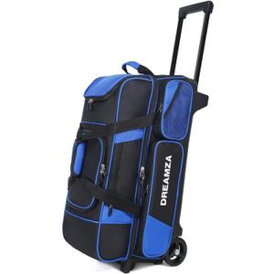 Premium 3 Ball Roller Bowling Bag with Wheels, Large Shoes Pocket, 15‘’ x 9.5'' x 40''
