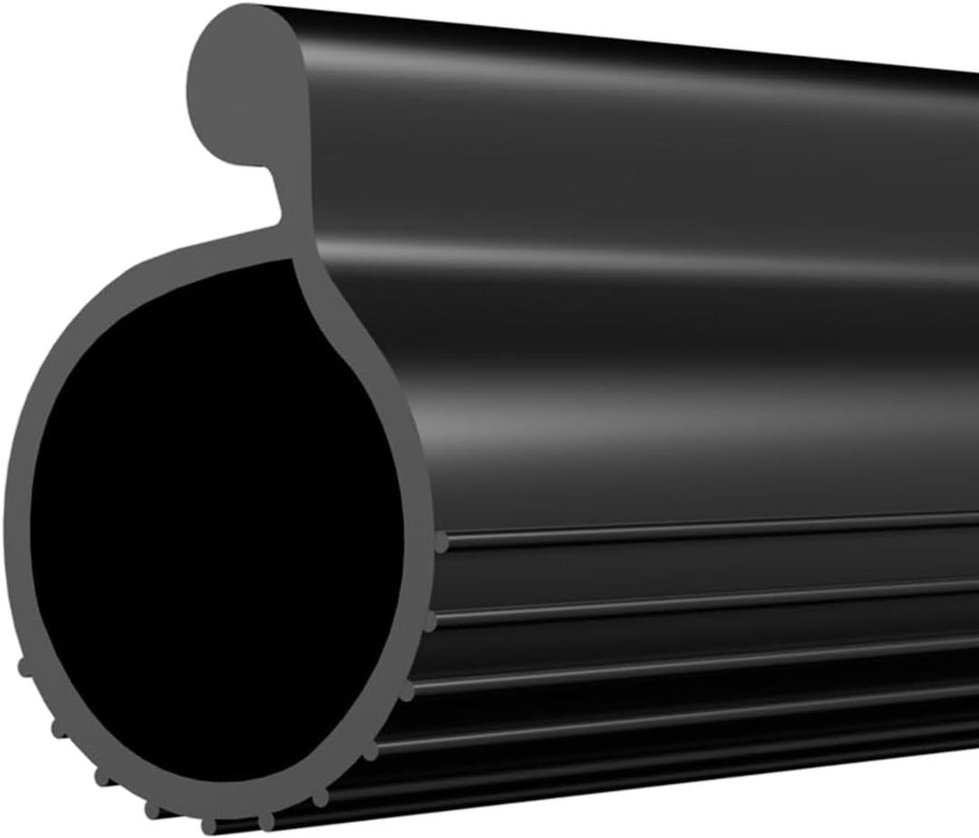 18FT 0.18" P-Bulb EPDM Rubber Garage Door Bottom Seal  Weather Stripping for Single-Channel Doors, Black