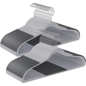 SONGMICS Clothes Hangers, Pack of 30 Plastic Coat Hangers, Space-Saving, Light Gray and Dark Gray UCRP30G