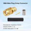 10-Pack SMA Male Crimp Connector Kit for RG8X, LMR240, KMR240, 4D-FB, CNT240, RG8 Mini Coax Cable – SMA Male RF Connector for Antennas, Signal Boosters, Wireless Communications, and GPS Systems