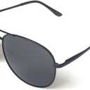 J+S Premium Military Style Classic Aviator Sunglasses, Polarized, 100% UV protection for Men Women (Black Frame/Gray Lens)