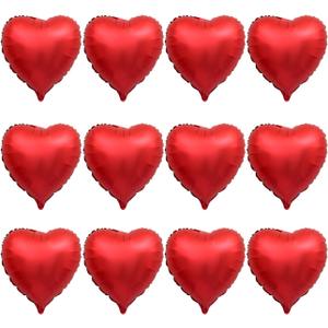 12 Pcs Metallic Red Heart Balloons Heart Foil Balloons Love Balloon Valentines Day Balloon for Wedding Engagement Birthday Party Valentine Day Romantic Decorations