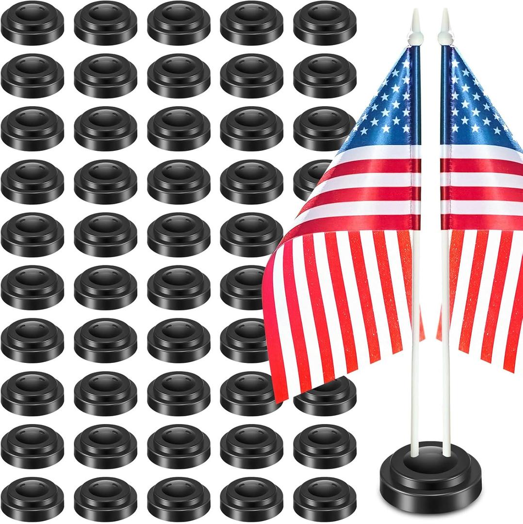 DoubleFill 24 Pcs Mini Flag Holder 2 Hole Small Desk Flag Stand Holder Miniature Plastic Table Flags Stand Base for Party Company Office Centerpiece Country 4 x 6 Inch Stick Flags Decoration