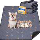 Sunheir Washable Pee Pads for Dogs 2-Pack Reusable Puppy Pads Pet Training Pads, Waterproof Dog Pee Pads for Crate, Whelping Pad, Non-Slip Protects Against Urine Leakage (Leaves - Deep Grey, 24x36)