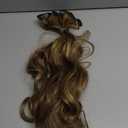 Clip In Hair Extensions, Natural Long Layered Soft Invisible Synthetic Curly Wavy Hairpieces for Women, 4 pcs (20 Inch, Balayage Medium Brown to Golden Blonde)