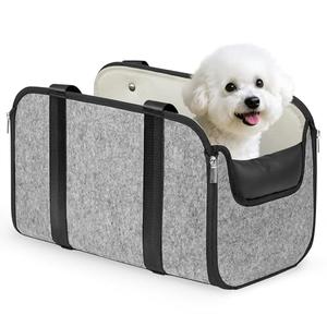 YUDODO Large Console Dog Car Seat (Width＞9in) Fits 0-18lbs, Anti-Slip Puppy Cat Travel Portable Booster Seat, Portable Pet Car Bed Carseat Dual Front & Rear Pillow Gray