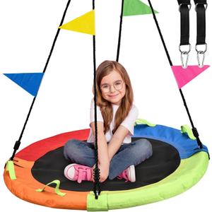 Tree Swing, Saucer Flying Swing 40 Inch for Kids, 900lbs Weight Capacity, with Adjustable Hanging Straps, for Indoor and Outdoor, Multicolor, Gifts for Kids