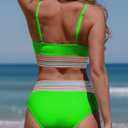 Herseas Women's High Waisted Bikini Sets 2 Piece Tummy Control Swimsuits Full Coverage Bathing Suit Summer Beach Swim Wear (Green, S)
