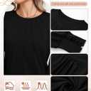 Ficerd Women's Puff Long Sleeve Tunic Tops Pleated Crew Neck Blouses Dressy Casual Shirts 2025 Trendy Clothing (Black, S)