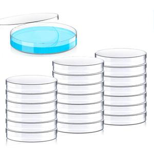 20 Pack Sterile Plastic Petri Dishes with Lid, 90mm Dia x 15mm Deep