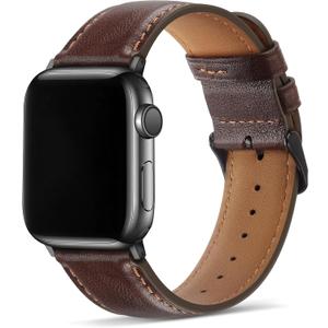 Tasikar Bands Compatible with Apple Watch Band 42mm (Series11/10) 41mm 40mm 38mm Men Genuine Leather Replacement Bands Compatible with Apple Watch SE Series 11 10 9 8 7 6 5 4 3, Retro Brown