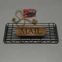 SRIWATANA Mail Holder, Rustic Mail Organizer Wall Mount Hanging Mail Sorter Letter Basket with 5 Key Holder for Wall, Large, Carbonized Black