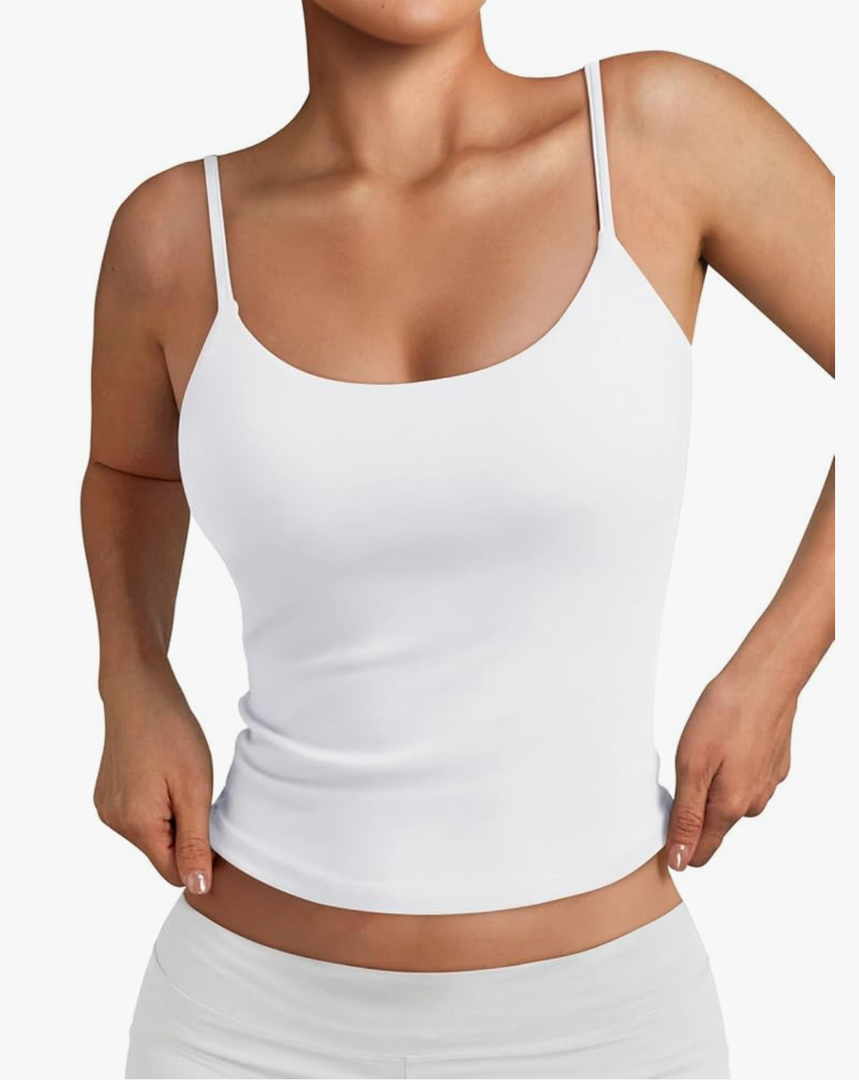 Trendy Queen Womens Spaghetti Strap Tank Top Summer Double Lined Workout Camisole Going Out Cute Tops Y2k Teen Girl Basic, Size L