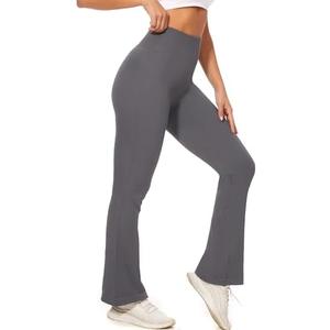 DINNAPE Flare Leggings for Women - No Front Seam High Waisted Tummy Control Ribbed Leggings Comfy Athletic Yoga Pants L