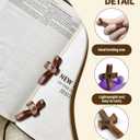 3 x Abvsdu 6Pcs Cross My Heart Encouragement Gift Wooden Cross Fingertip Stress Relief Gifts Fingertip Stress Relief Gifts Pocket Small Cross in Bulk with Bag Walnut Wooden Cross