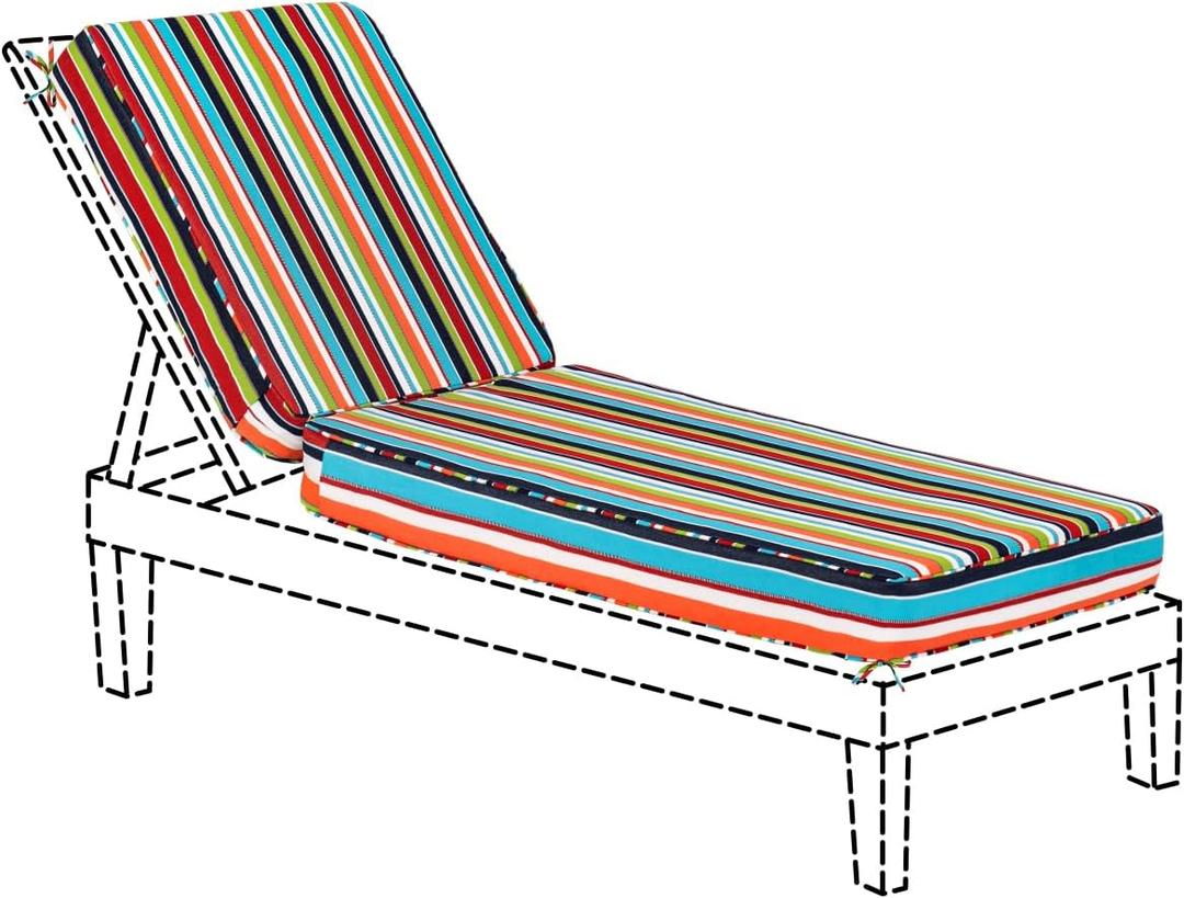 Sunbrella Chaise Lounge Cushion with Straps 80 x 26 x 4 Carousel Confetti, 1 Pack - 80 x 26 x 4